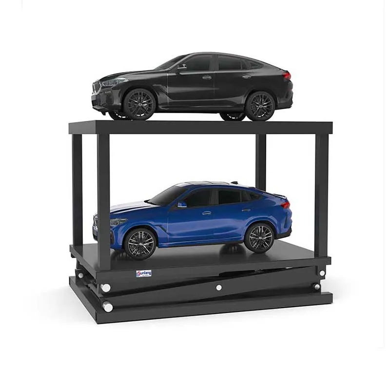 Custom double-deck car scissor lift designed for efficient multi-level vehicle parking and maintenance