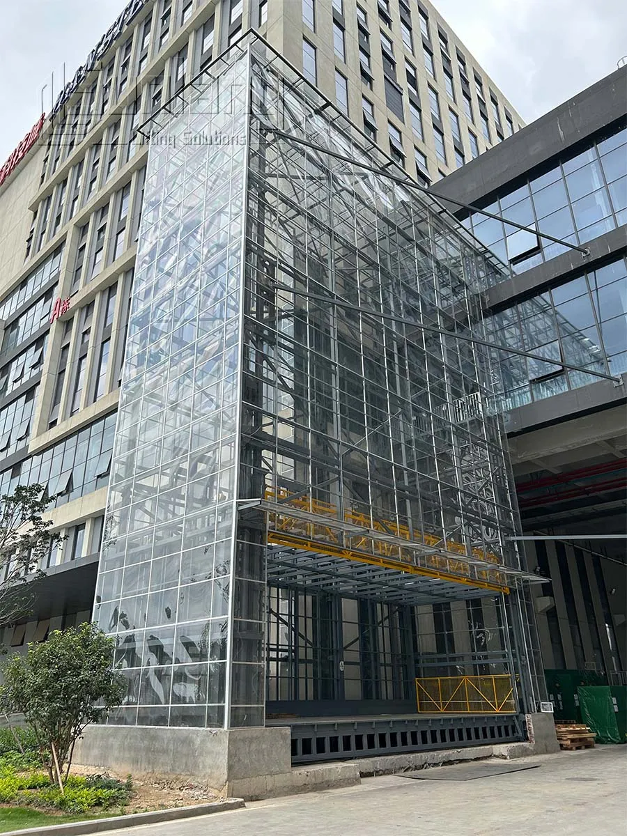 Large cargo lift installed at an industrial factory site
