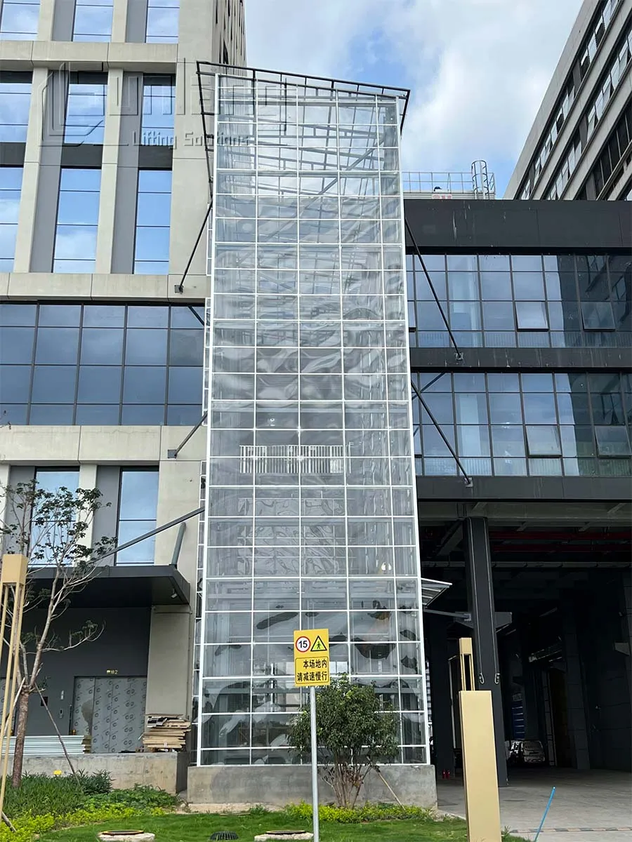 Large cargo lift installed at an industrial factory site