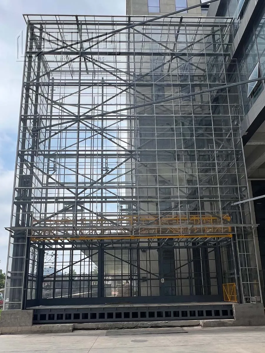 Large cargo lift installed at an industrial factory site
