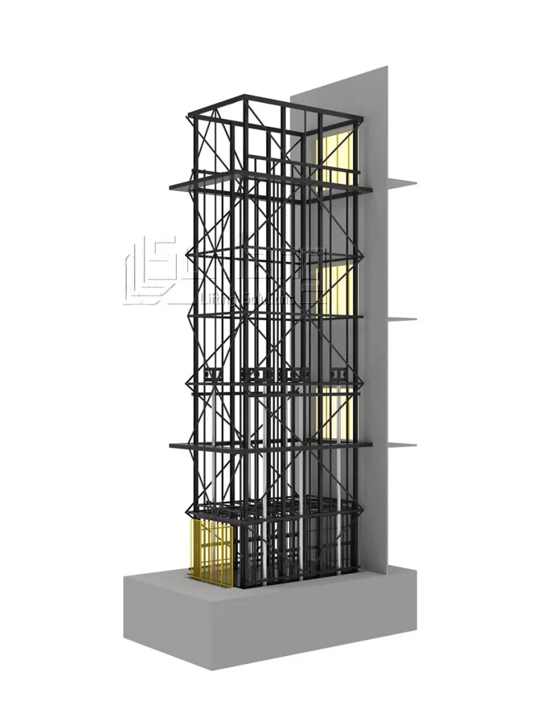 Heavy-duty goods lift with hydraulic design for reliable industrial material handling