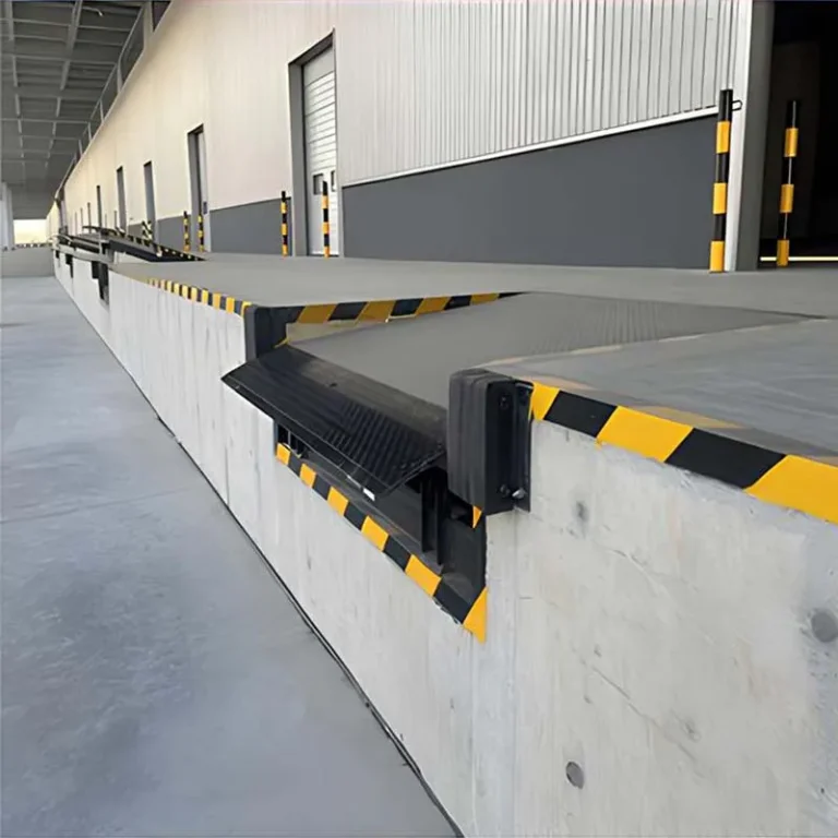 Loading dock leveler designed for container loading zones to bridge height difference safely