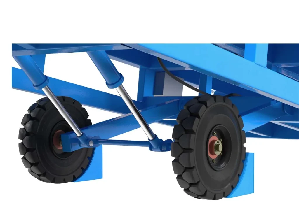 Loading dock ramp with wheels for easy mobility