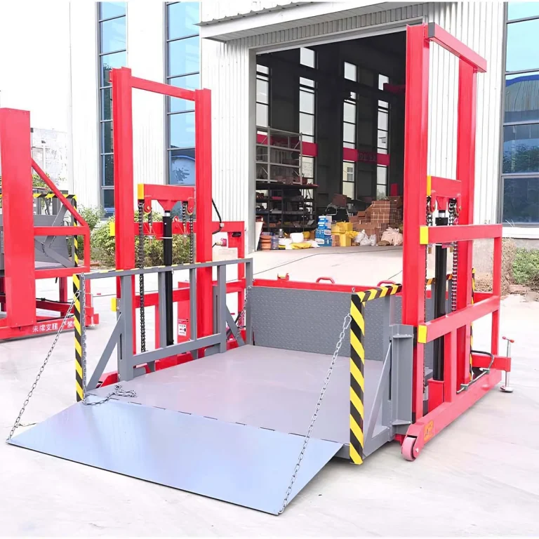 Custom mobile loading platform designed for truck unloading