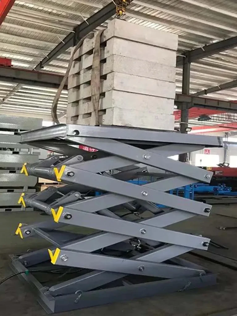 Factory testing of scissor goods lift for performance and safety